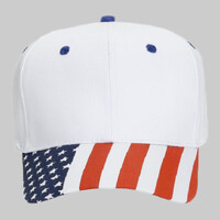 OTTO United States Flag Pattern Visor Cotton Twill Six Panel Pro Style Baseball Cap